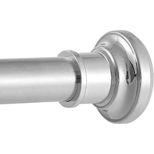 Tension Curtain Rod, Extra Long Outdoor Curtain Rod 43-100 Inch Adjustable, 1.1 Inch Diameter Thick Heavy Duty Silver Shower Curtain Rod, Stainless Steel Shower Rod for Bathroom No Drilling, No Rust