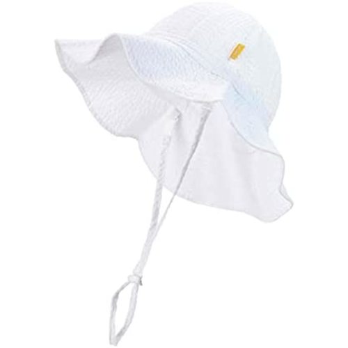Baby & Toddler Wide Brim Sun Hats UPF 50+ Sun Protection Bucket Cap Cute Adjustable Hat in Seersucker
