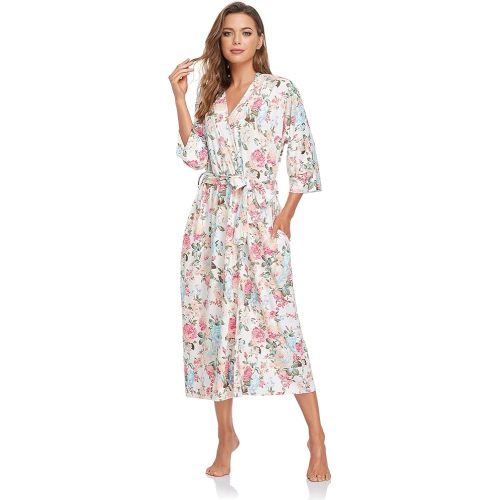 Women's Soft Robes Long Bath Robes Full Length Kimonos Sleepwear Dressing Gown,Solid Color