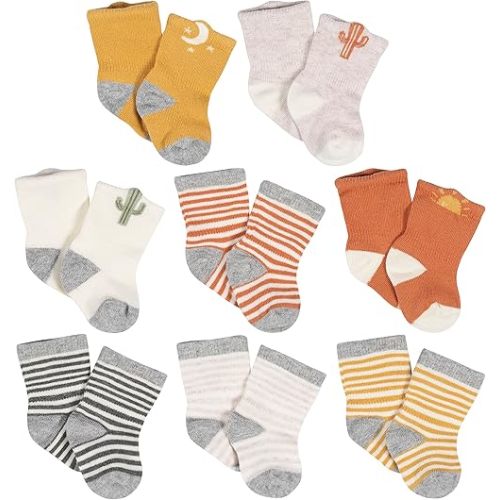 Gerber Unisex Baby 8-Pair Wiggle-Proof Sock