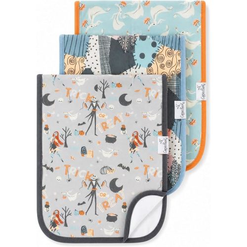Copper Pearl Baby Burp Cloths 3 Pack, Cotton Burp Cloths, Absorbent Spit Up Rags, Nightmare Before Christmas Set