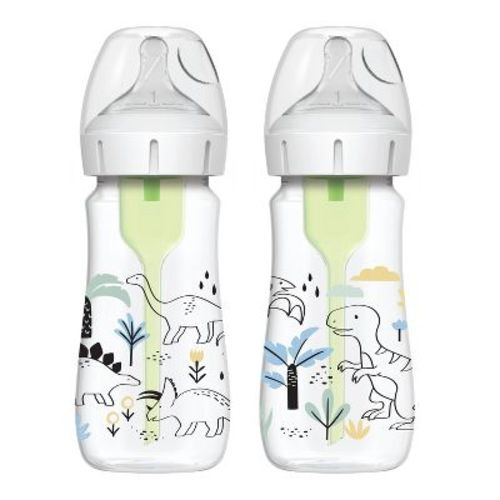 Dr. Brown's Anti-colic Options+ Wide-neck Baby Bottle - Dino Designs - 9 Fl Oz/2pk