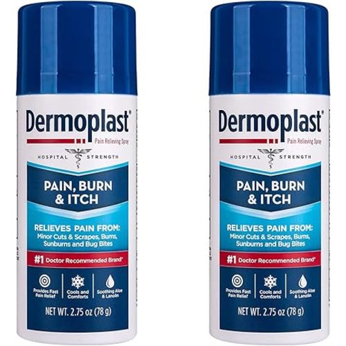 Dermoplast Pain, Burn & Itch Relief Spray for Minor Cuts, Burns and Bug Bites, 2.75 Oz, Pack of 2 (Packaging May Vary)