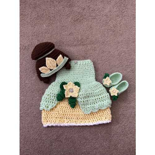 Crochet Princess Tiana Costume: Newborn Photo Prop Outfit