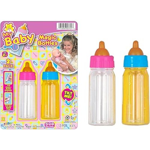 Ja-Ru Magic Baby Doll Bottles Milk Bottle and Juice Bottle, Great Baby Doll Accessories. Set with 2 Bottles. 701-1