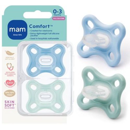 MAM Comfort Pacifiers 0+- Boy - 2pk: Silicone, BPA-Free