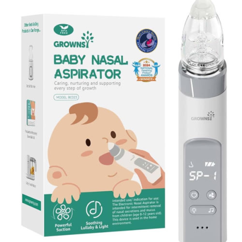 GROWNSY Nasal Aspirator for Baby, Electric Baby Nose Sucker with Larger Suction Chamber and More Powerful Suction, Automatic Nose Cleaner with Music and Light Soothing Function