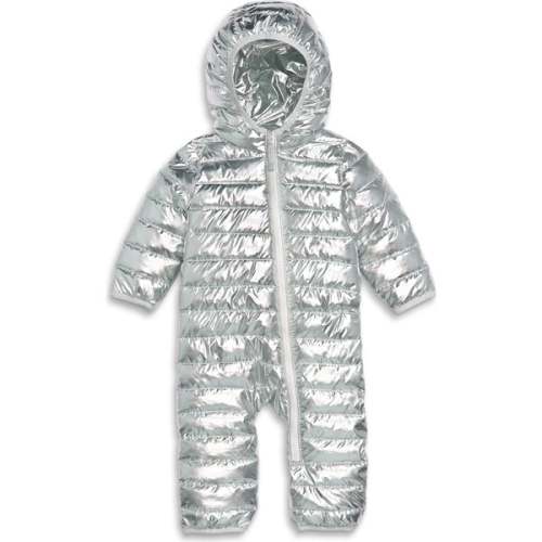 Baby Lightweight Puffer Suit In Silver, Silver - Primary | Maisonette