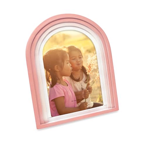 Isaac Jacobs 4x6 Vertical Pink Arc Resin Picture Frame with Gradient Design, Decorative Photo Frame, Tabletop & Wall Display, Hanging Display & Home Decor (4x6 Vertical, Pink)