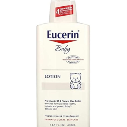 Eucerin Baby Body Lotion, Hypoallergenic and Fragrance Free Baby Lotion with Pro-Vitamin B5 and Shea Butter, 13.5 Fl Oz Bottle