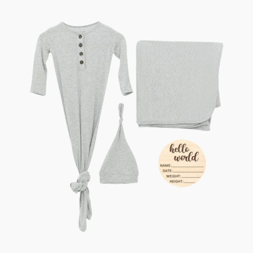 Snuggle Shield Snuggle Shield Gown, Swaddle & Hat Set - Heather Grey, 0-6 M