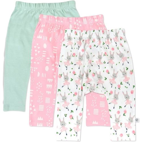 HonestBaby Multipack Harem Pants Roomy Fit Pull on Bottoms 100% Organic Cotton for Infant Baby Boys, Girls, Unisex