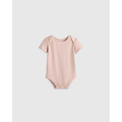 Softest Rib Short Sleeve Bodysuit  in Peach Blush