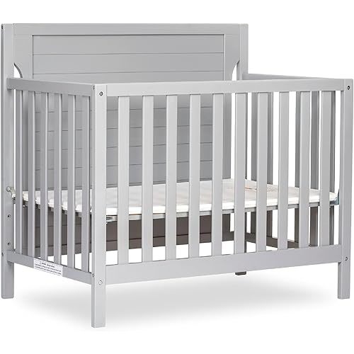 Dream On Me Bellport 4 in 1 Convertible Mini/Portable Crib in Pebble Grey, Non-Toxic Finish, Made of Sustainable New Zealand Pinewood, with 3 Mattress Height Settings