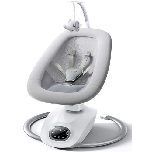 Momcozy CocoSway Baby Swing for Infants to Toddler, 3D-Motion Electric Baby Swing with 6 Motions & 4-Speeds, Remote Control, Infant Swing with 8 Preset Lullabies for Baby Boy Girl Up to 20 lbs