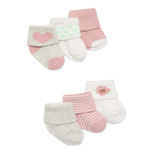Carter's Child of Mine Newborn Girls Folded Cuff Socks, 6-Pack, Newborn