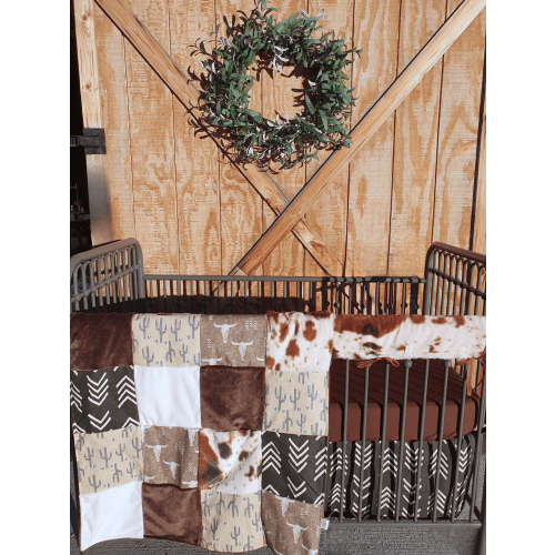 Steer, Cactus, and Cow Western Boy Crib Bedding