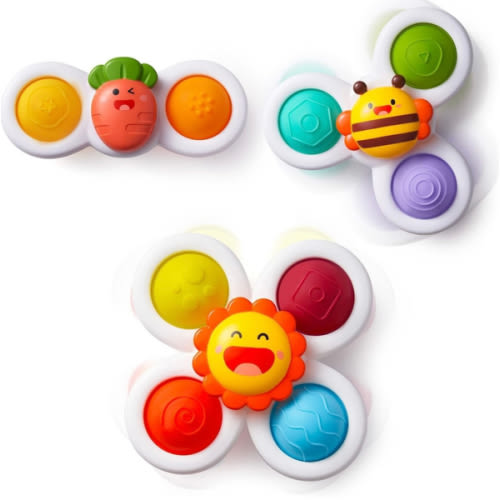 LiKee Strong Suction Cup Fidget Rotating Sensory Bath Toys for Baby
