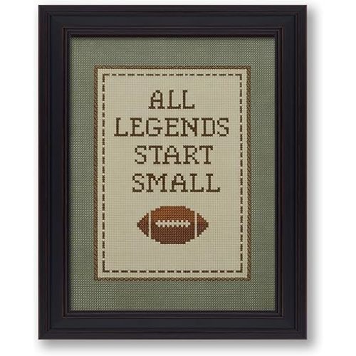 Positive Affirmations Wall Art Boys Sports Football Canvas Poster All Legends Start Small Motivational Quote Prints for Nursery Room Wall Decor 08x10 inch Vintage Framed