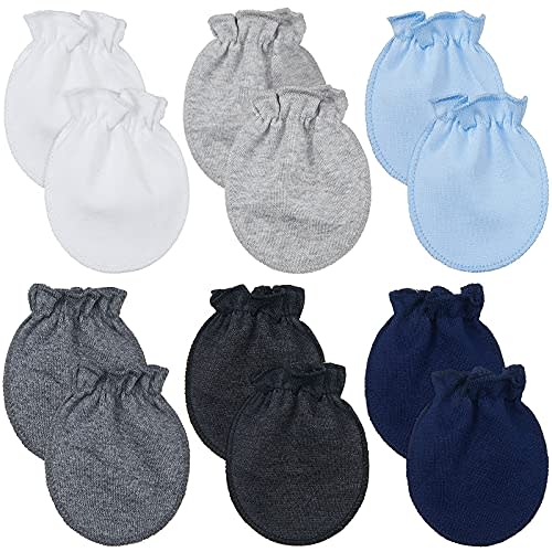 6 Pairs Newborn Baby Mittens No Scratch Infant Gloves Mitten for Baby 0-6 Months