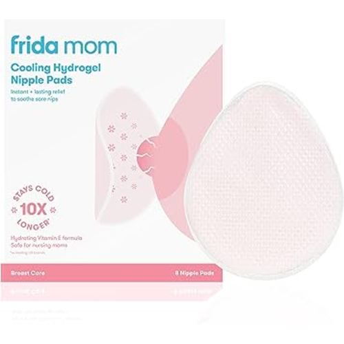 Frida Mom Cooling Hydrogel Nipple Pads - Soothing Nursing Pads, Made for Sore Nipples, Breastfeeding Essentials for Mom, 8 Count