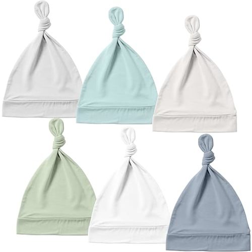 Supersoft Baby Hats 0-6 Months, Bamboo Viscose Infant Newborn Beanies for Girls Boys Hospital Hat 6 Pack
