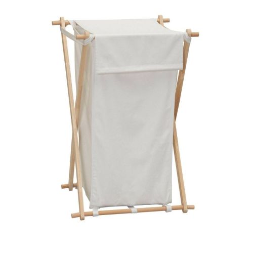 Household Essentials Wood X-Frame Hamper White: Collapsible Storage & Organization, 20 lb Capacity, No Tools Assembly