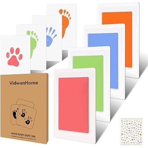 4pc Candy Baby Hand and Footprint Kit – Inkless Clean Touch Ink Pad for Keepsake Footprints, Paw Prints, Mess-Free Ink Pad for Newborns and Pets with 16 White Cards (Candy)