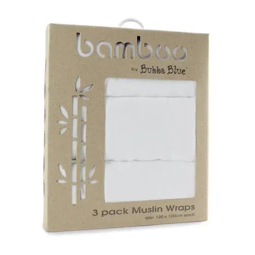 Bubba Blue Bamboo Muslin Wrap 3 Pack | Baby Bunting AU