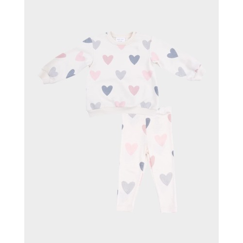 Girl's Hearts French Terry Sweatshirt & Leggings, Size 6M-3