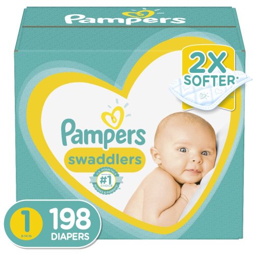 Pampers Swaddlers Soft and Absorbent Diapers, Size 1, 198 Ct
