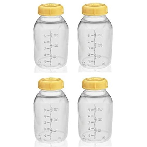 Medela Breast Milk Collection Storage Feeding Bottle w/ Lid 5 Oz/ 150 Ml X4