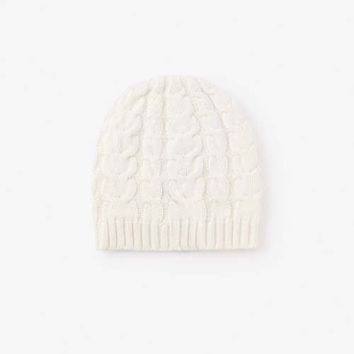 Whisper White Horseshoe Cable Knit Baby Hat
– Elegant Baby