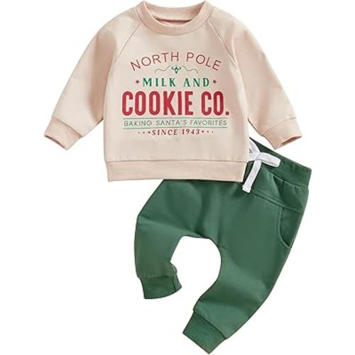 Toddler Baby Boy Christmas Outfit Crewneck Santa Sweatshirt Pant Christmas Set Infant Fall Winter Xmas Clothes