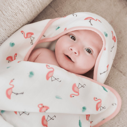 Hooded Towel Set, Flamingo - Bamboo Little | Maisonette