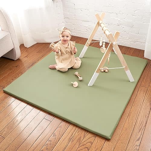 Stylish Padded Baby Play Mat for Your Boy or Girl - Extra Thick & Super Soft Vegan Leather Floor Mat Creates A Safe Play Area for Little Ones - A Beautiful Playmat That Fits Nicely Into Any Playroom