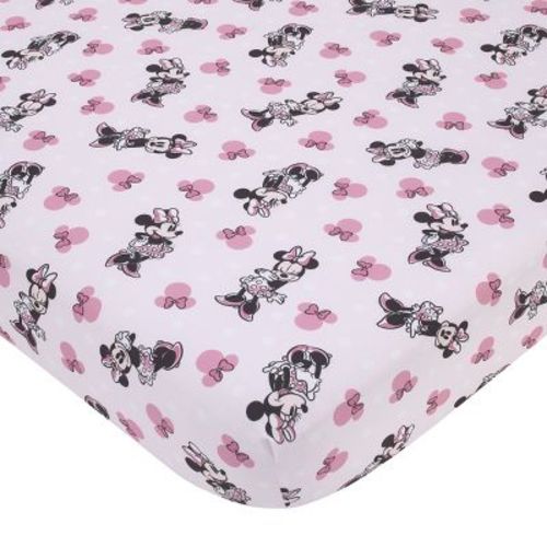 NoJo Disney Minnie Mouse Pink, Black, and White Super Soft Nursery Fitted Crib Sheet