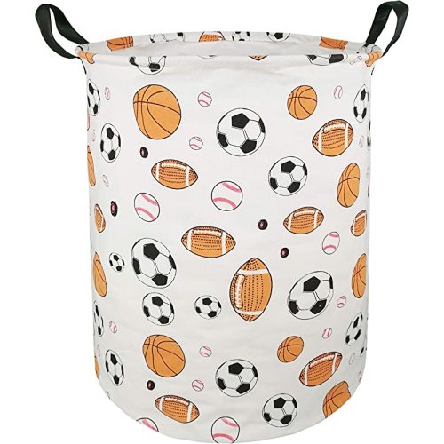 Kids Laundry Hamper Clothes Gift Basket Storage Laundry Baskets Organizer Bin with Handles for Nursery Room (Balls)