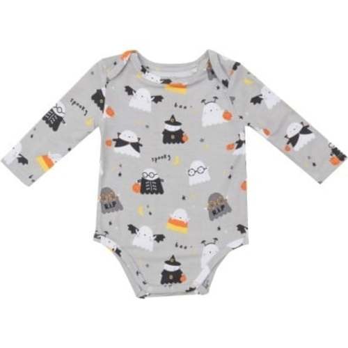 Costumed Ghost Lap Shoulder Bodysuit, Grey - Angel Dear | Maisonette