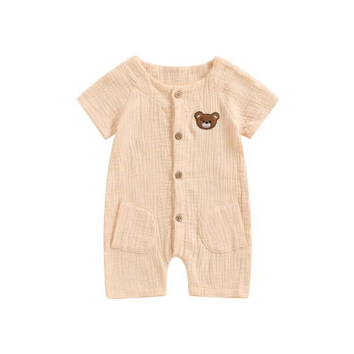 Bagilaanoe Newborn Baby Boys One-pieces Embroidery Short Sleeve Jumpsuit 6M 12M 18M 24M Infant Romper Casual Clothing