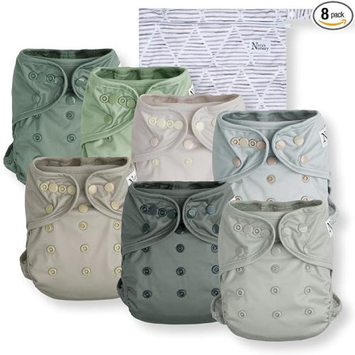 Nora's Nursery Cloth Diaper Cover, Reusable Cover with Snap Closure, Shell for Prefold, Flat, or Fitted Inserts, Includes Wet Bag - Morning Dew