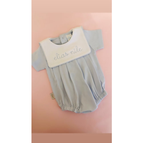 Monogram Baby Boy Bubble, Personalized Pima Cotton Outfit, Boys Collared Paty Bubble