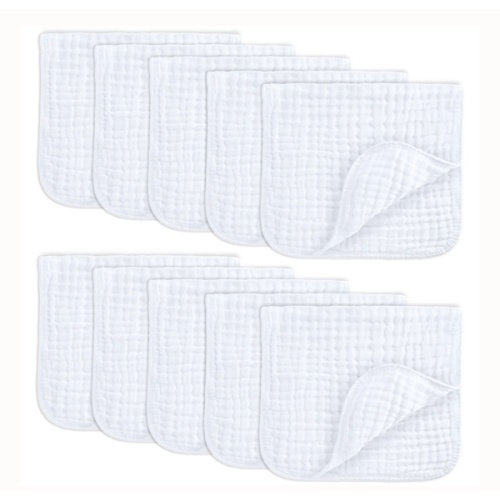 Muslin Burp Cloths in White – Comfy Cubs