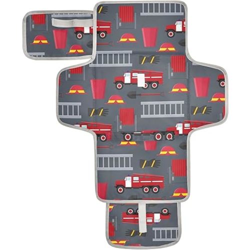 Firefighter Equipment Travel Diaper Changing Pads for Baby Toddler Portable Diaper Changing Station Mats with Built-in Pillow for Dresser Home Traveling