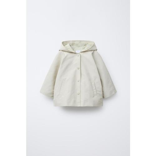 PLAIN HOODED PARKA - Ecru | ZARA United States