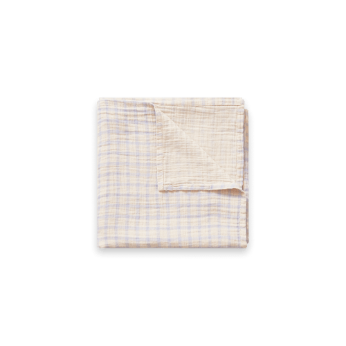 Muslin Swaddle Blanket | Gingham Sky Blue
