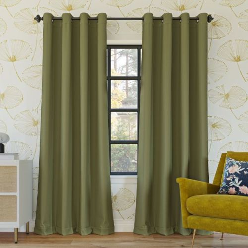 52"x95" Sun Zero 100% Blackout Oslo Theater Grade Grommet Curtain Panel Sage Green: Modern Thermal Insulated