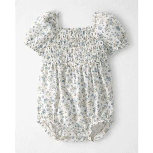 Baby Girl Smocked Romper Made with Organic Cotton in Spring Bloom - Little Planet | Carter's