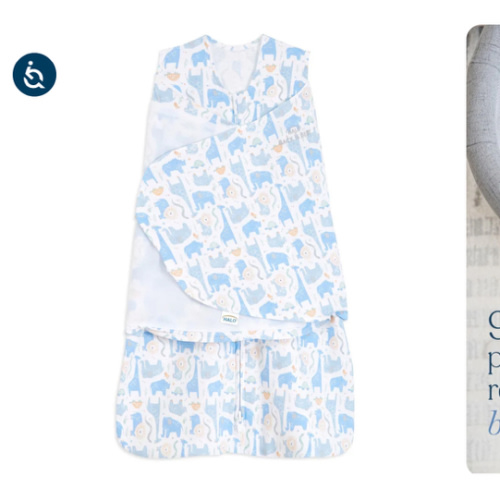 Blue Safari Animals 100% Cotton Baby Swaddle | HALO
