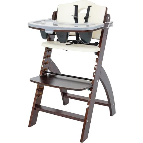 Abiie Beyond Junior Wooden High Chair - Mahogany Wood +Cream White Cushion- TYK Model